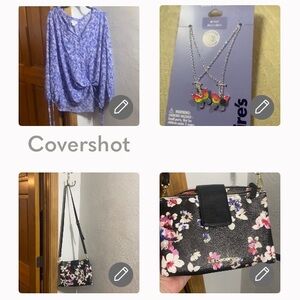 Liz Claiborne vegan leather new🌸purse+5X blouse💜+Claire’s BFF🌟🦋set